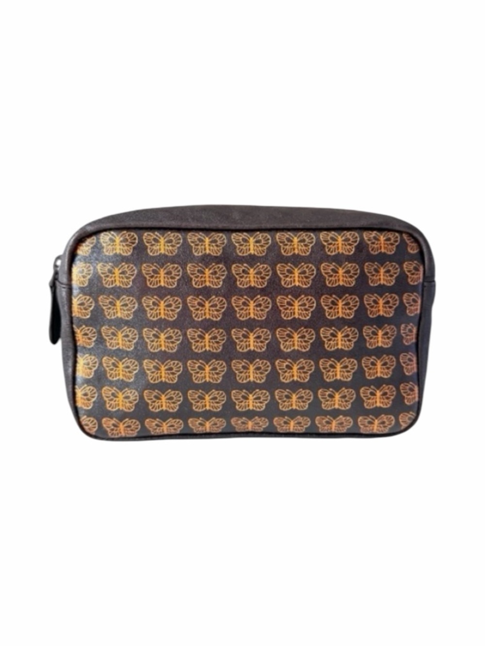Bottega Veneta Butterfly Motif Cosmetic Pouch Deep Brown and Bronze